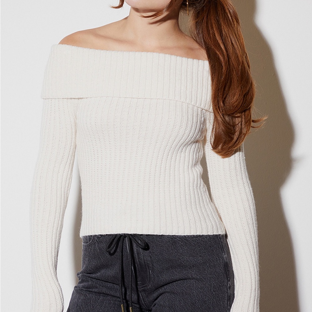LA Hearts Calista Fold-Over Off-The-Shoulder Sweater